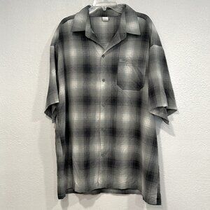 CalTop Mens 3XL Shirt Button Front Gray Plaid Short Sleeves Pocket Made in USA